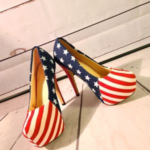 MING YUAN AMERICAN FLAG PLATFORM HEELS